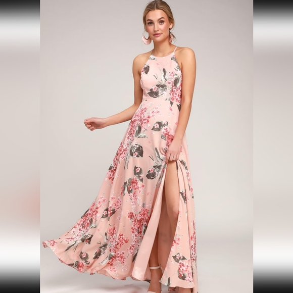 Lulus Daley Blush Floral Print Sleeveless Maxi Dress - Picture 1 of 5